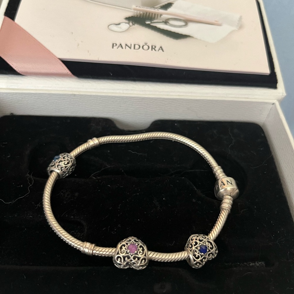 Pandora Bracelet with 3 charms